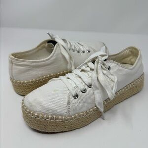 Tretorn Women’s Eve Lace Up Platform Espadrille size 6 White‎ Canvas Sneakers